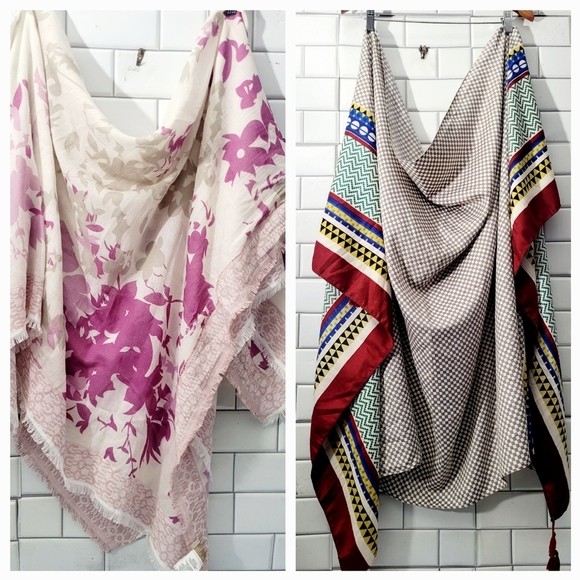 Nalini | Summer & Rose Lot Of 2 Ladies X Large Statement Print Scarfs Medium Wei - Picture 1 of 10